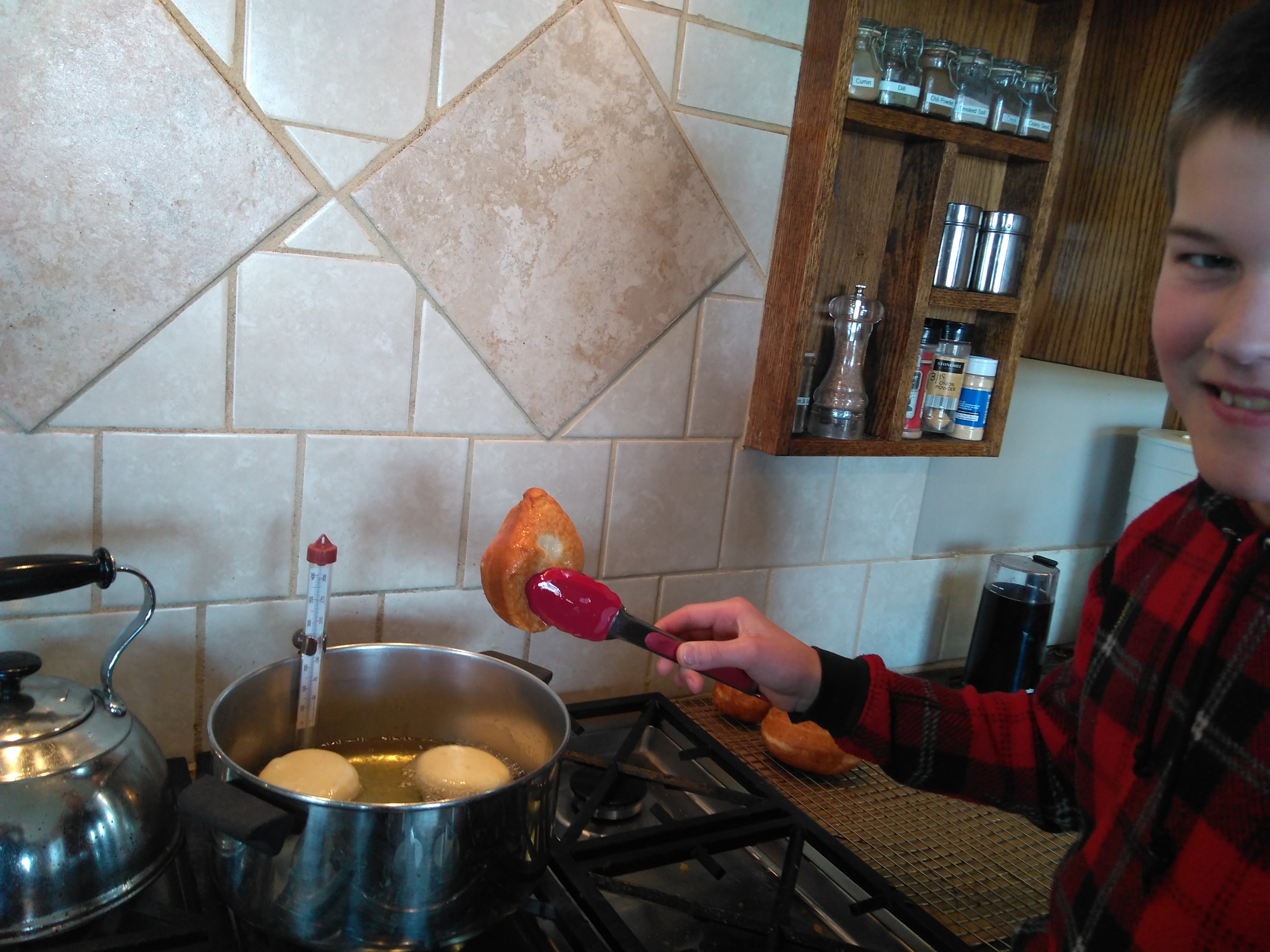 frying donuts